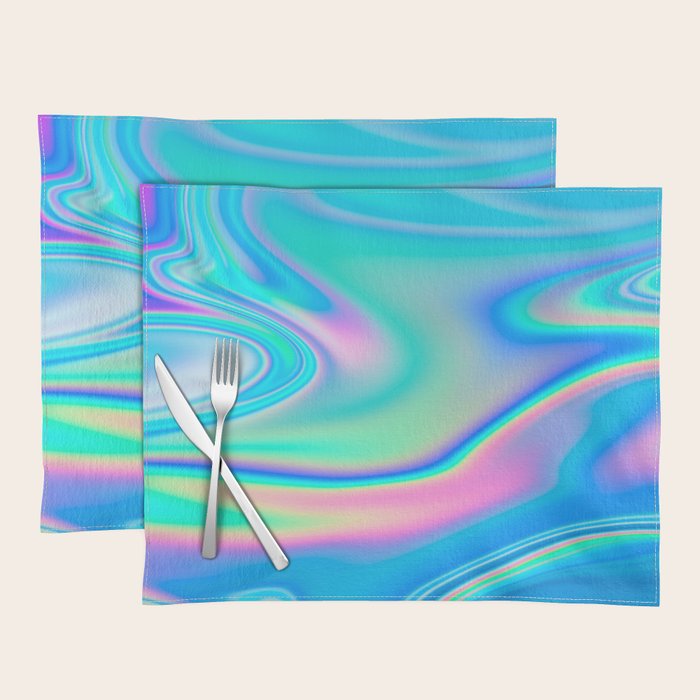 Holographic Iridescent Chill Vibes Placemat Gallery Image 1