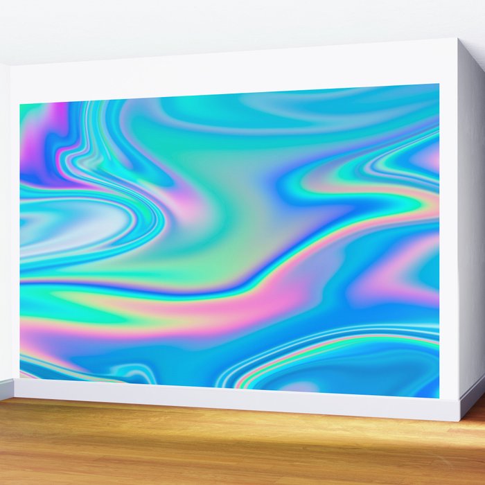 Holographic Iridescent Chill Vibes Wall Mural Gallery Image 2