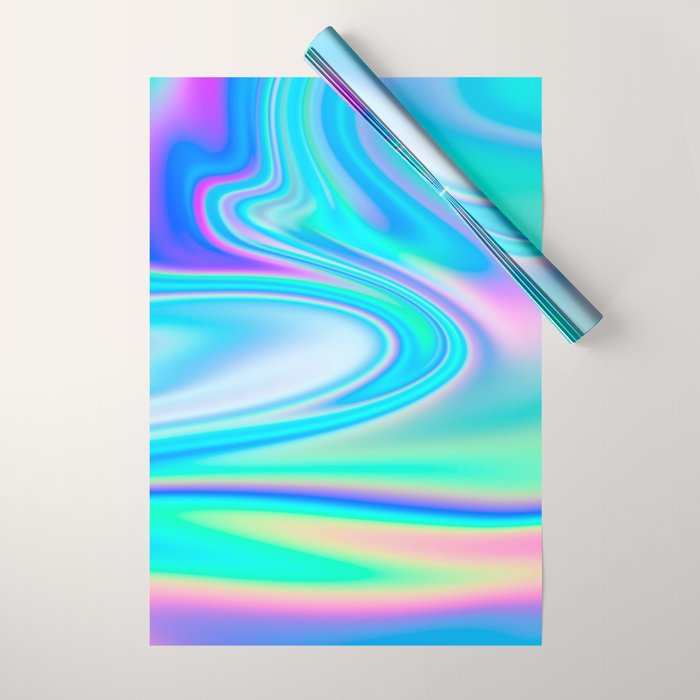 Holographic Iridescent Chill Vibes Wrapping Paper Gallery Image 1