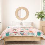 Retro hand drawn coffee tea cup pattern Duvet Cover Gallery Image 3