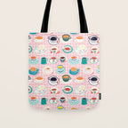 Retro hand drawn coffee tea cup pattern Tote Bag Gallery Image 1