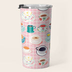 Retro hand drawn coffee tea cup pattern Travel Mug Gallery Image 3