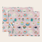 Retro hand drawn coffee tea cup pattern Placemat Gallery Image 1