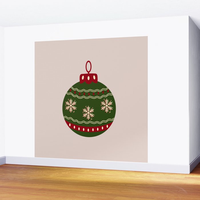 Christmas Bauble Green And Red Wall Mural Gallery Image 2