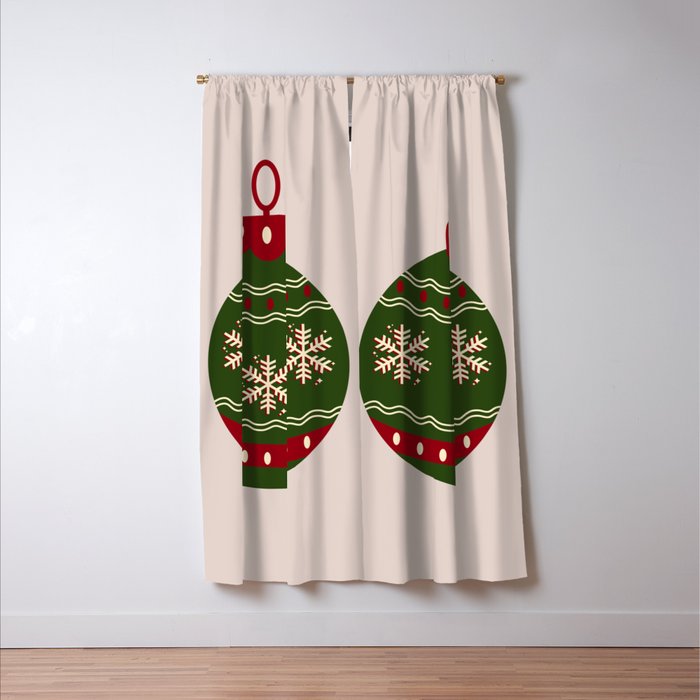 Christmas Bauble Green And Red Window Curtain Gallery Image 3