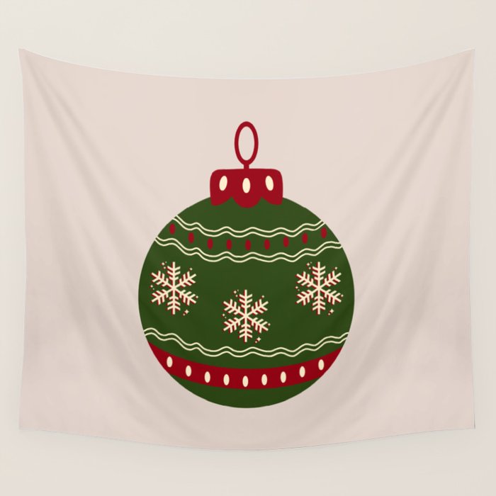 Christmas Bauble Green And Red Wall Tapestry Gallery Image 1