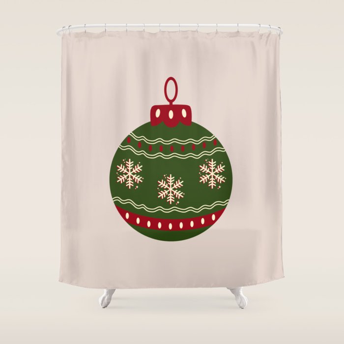 Christmas Bauble Green And Red Shower Curtain Gallery Image 1