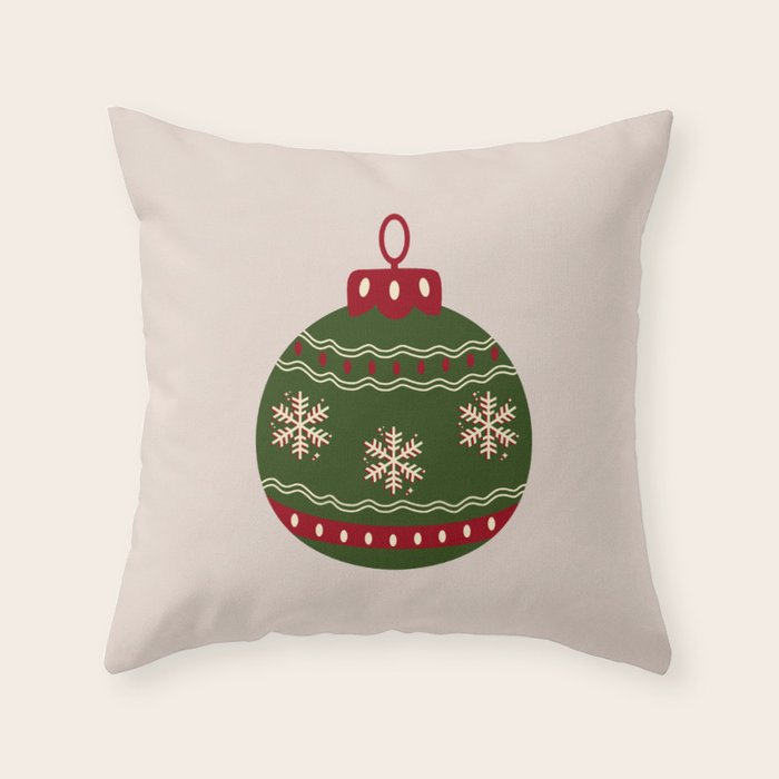 Christmas Bauble Green And Red Throw Pillow Gallery Image 1