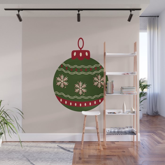 Christmas Bauble Green And Red Wall Mural Gallery Image 1