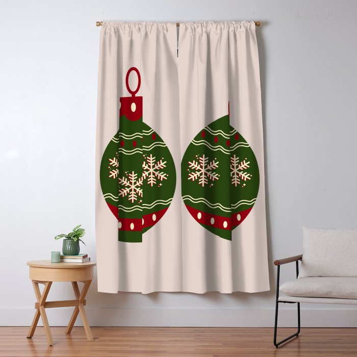 Christmas Bauble Green And Red Window Curtain Gallery Image 5
