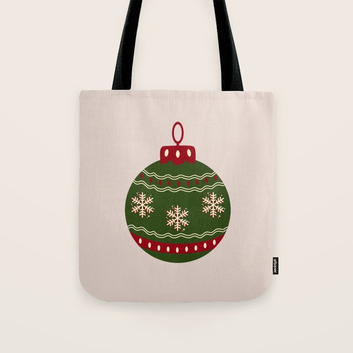 Christmas Bauble Green And Red Tote Bag Gallery Image 1