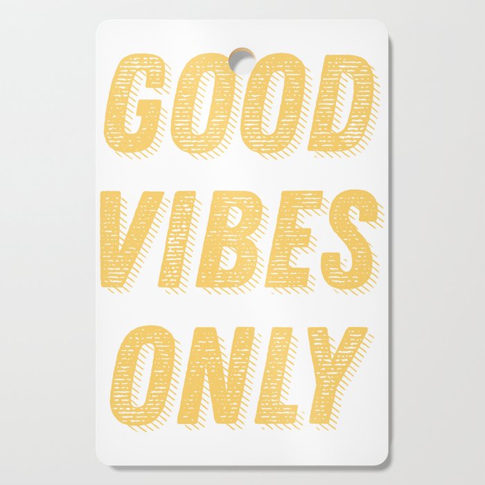 Good Vibes Only Bold Typography in Yellow Cutting Board Gallery Image 1