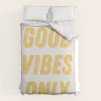 Good Vibes Only Bold Typography in Yellow Duvet Cover Gallery Image 6