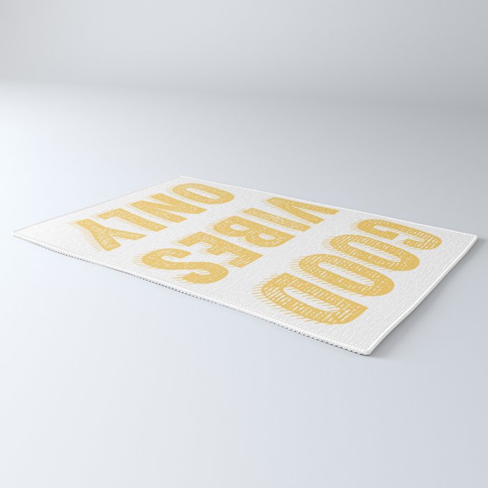 Good Vibes Only Bold Typography in Yellow Rug Gallery Image 3