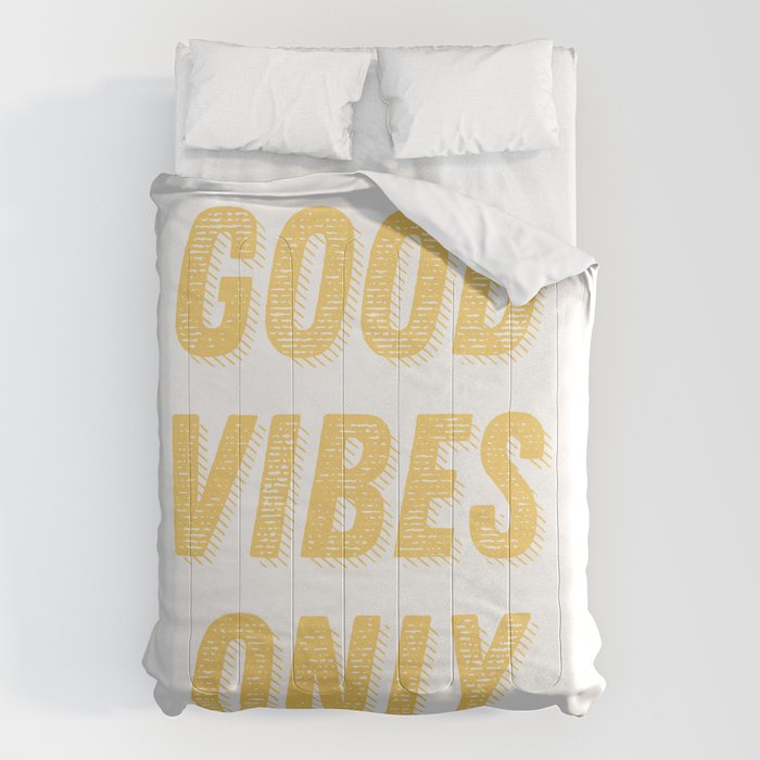 Good Vibes Only Bold Typography in Yellow Comforter Gallery Image 6