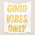 Good Vibes Only Bold Typography in Yellow Wall Tapestry Gallery Image 4