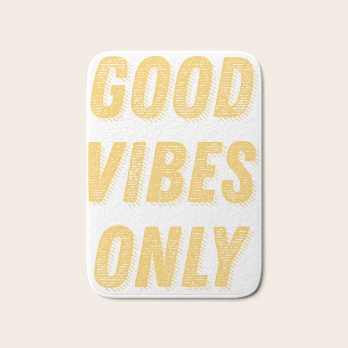 Good Vibes Only Bold Typography in Yellow Bath Mat Gallery Image 1