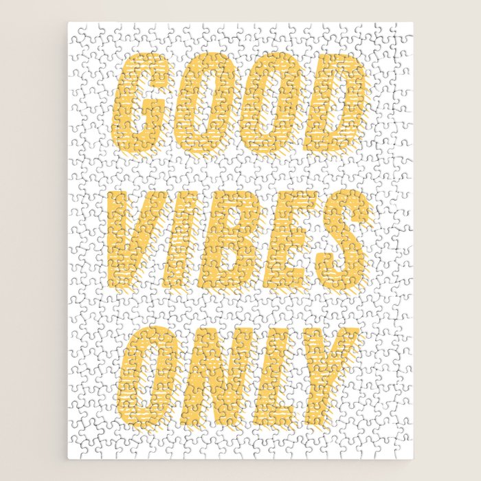 Good Vibes Only Bold Typography in Yellow Jigsaw Puzzle Gallery Image 1