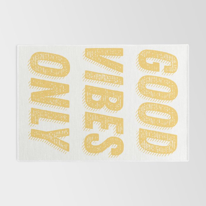 Good Vibes Only Bold Typography in Yellow Rug Gallery Image 2