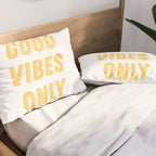Good Vibes Only Bold Typography in Yellow Pillow Sham Gallery Image 2