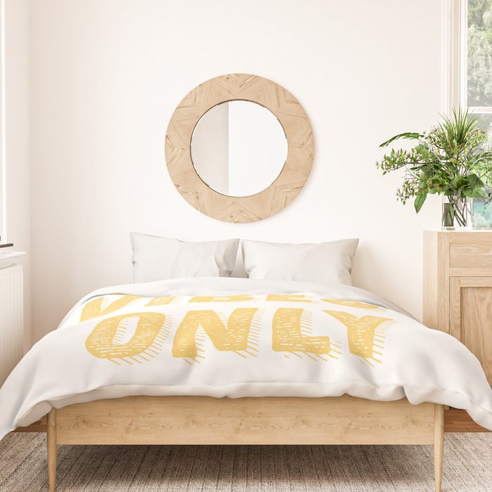 Good Vibes Only Bold Typography in Yellow Duvet Cover Gallery Image 3