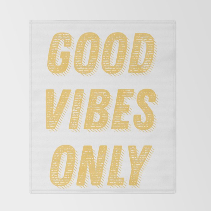 Good Vibes Only Bold Typography in Yellow Throw Blanket Gallery Image 2