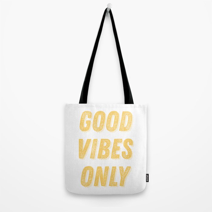 Good Vibes Only Bold Typography in Yellow Tote Bag Gallery Image 2