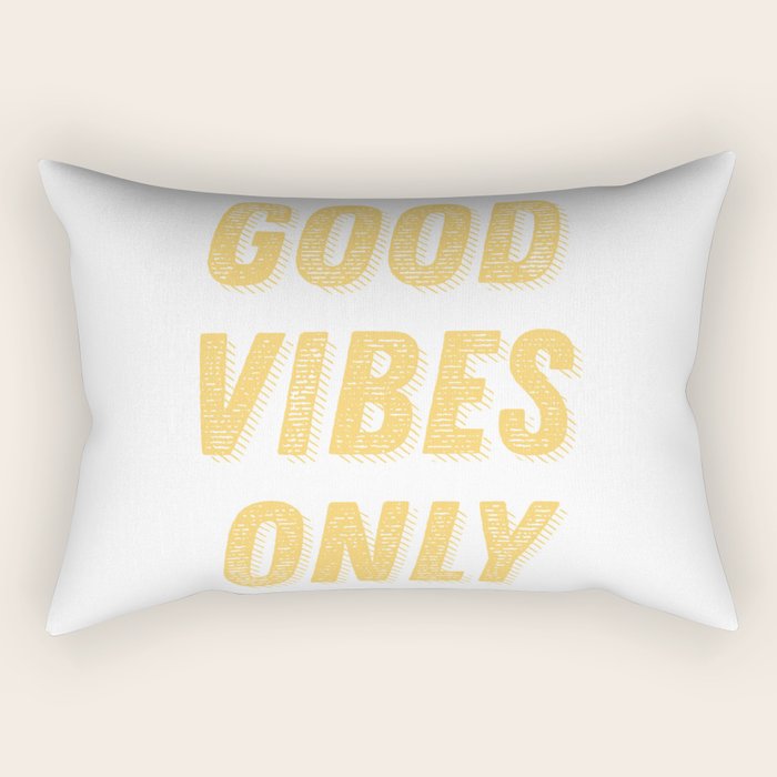 Good Vibes Only Bold Typography in Yellow Rectangular Pillow Gallery Image 1