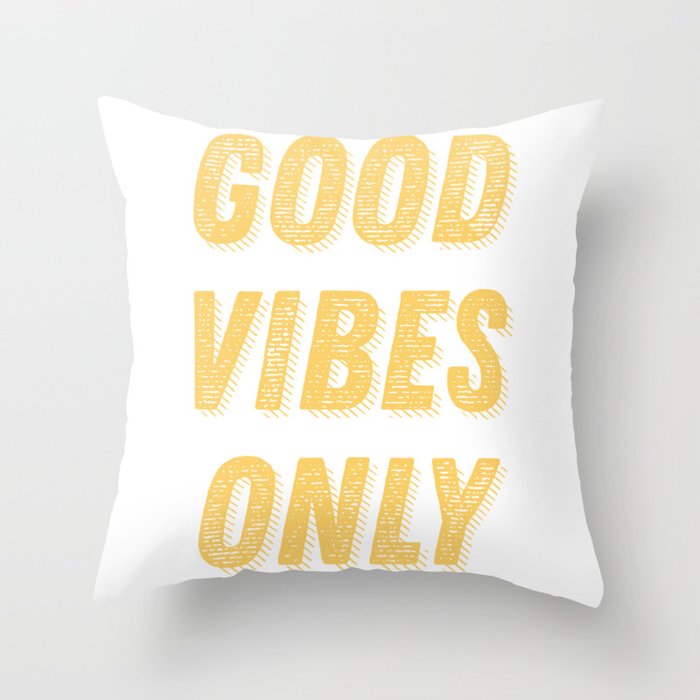 Good Vibes Only Bold Typography in Yellow Throw Pillow Gallery Image 1
