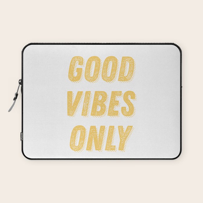 Good Vibes Only Bold Typography in Yellow Laptop Sleeve Gallery Image 1