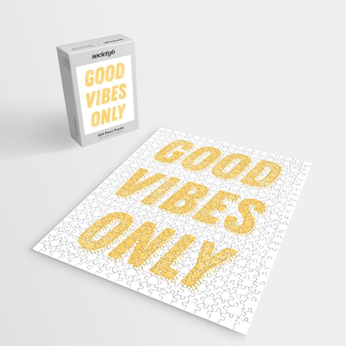 Good Vibes Only Bold Typography in Yellow Jigsaw Puzzle Gallery Image 2