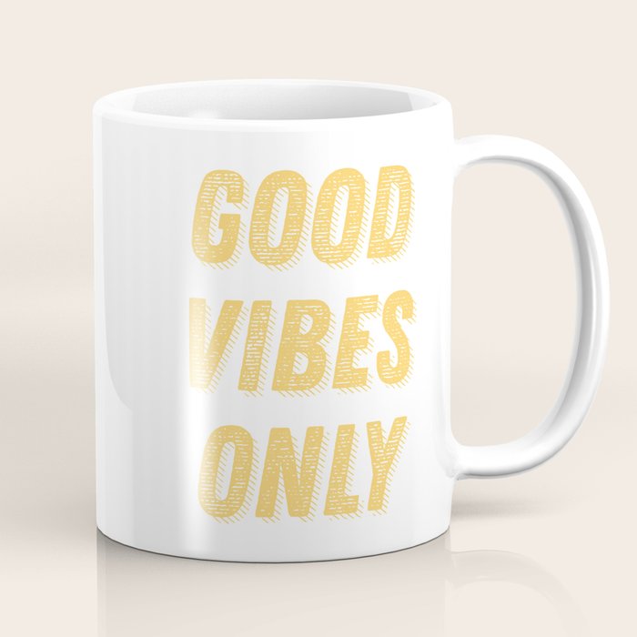Good Vibes Only Bold Typography in Yellow Coffee Mug Gallery Image 1