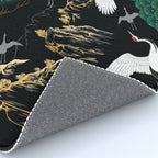 Japanese Flying Crane Wild Emerald Forest Pattern Rug Gallery Image 4
