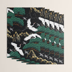 Japanese Flying Crane Wild Emerald Forest Pattern Wrapping Paper Gallery Image 3