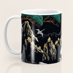 Japanese Flying Crane Wild Emerald Forest Pattern Coffee Mug Gallery Image 3
