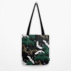 Japanese Flying Crane Wild Emerald Forest Pattern Tote Bag Gallery Image 2