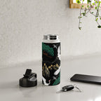 Japanese Flying Crane Wild Emerald Forest Pattern Water Bottle Gallery Image 4