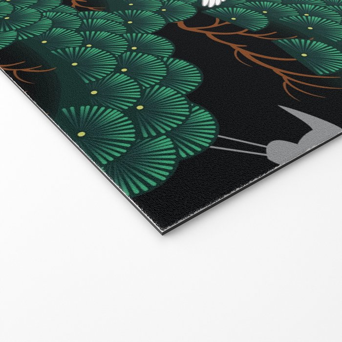 Japanese Flying Crane Wild Emerald Forest Pattern Welcome Mat Gallery Image 2