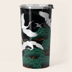 Japanese Flying Crane Wild Emerald Forest Pattern Travel Mug Gallery Image 2