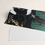 Japanese Flying Crane Wild Emerald Forest Pattern Wrapping Paper Gallery Image 2