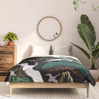 Japanese Flying Crane Wild Emerald Forest Pattern Comforter Gallery Image 3