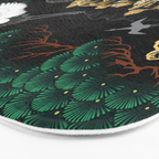 Japanese Flying Crane Wild Emerald Forest Pattern Bath Mat Gallery Image 3