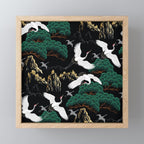Japanese Flying Crane Wild Emerald Forest Pattern Mini Art Print Gallery Image 1