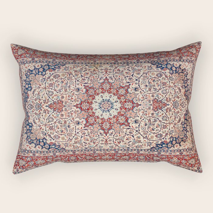 Esfahan Central Persian Antique Rug Print Rectangular Pillow Gallery Image 1