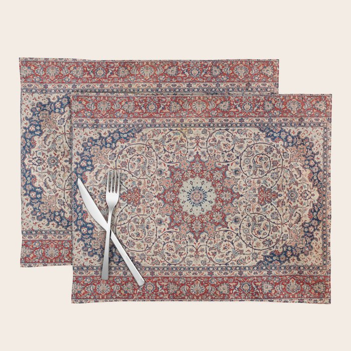 Esfahan Central Persian Antique Rug Print Placemat Gallery Image 1
