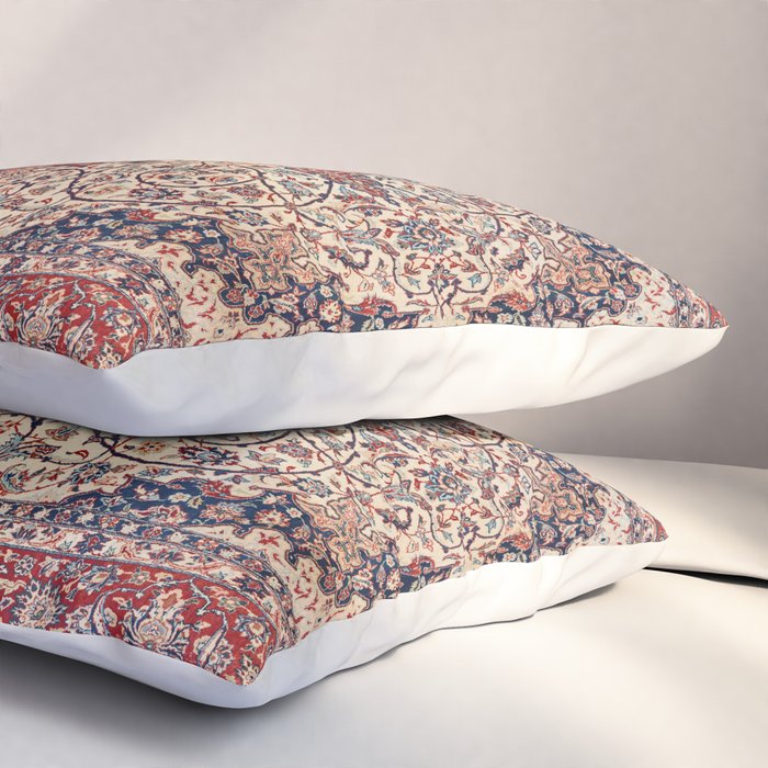 Esfahan Central Persian Antique Rug Print Pillow Sham Gallery Image 3