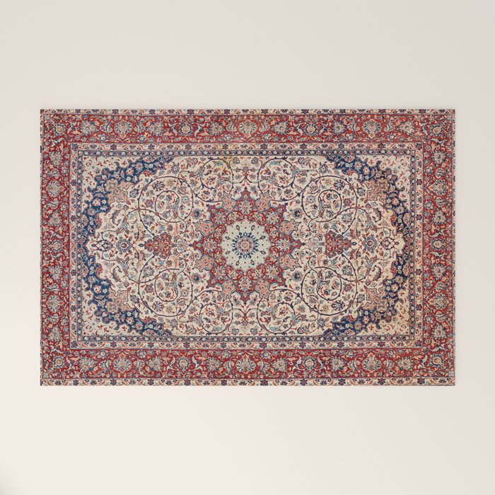 Esfahan Central Persian Antique Rug Print Welcome Mat Gallery Image 1