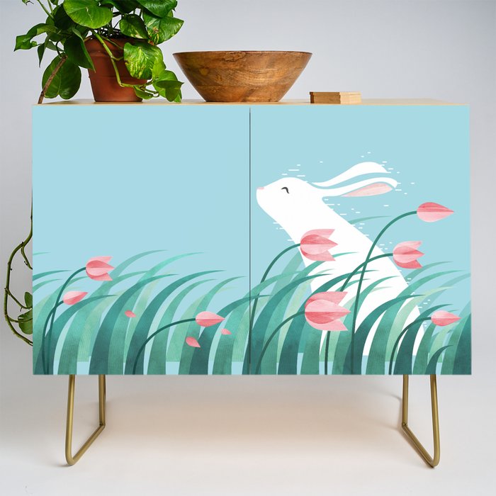 Rabbit Resting, Sky Blue Version Credenza Gallery Image 1