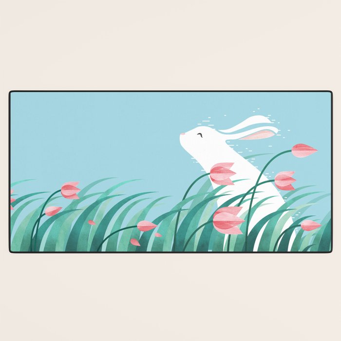 Rabbit Resting, Sky Blue Version Desk Mat Gallery Image 3