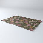 Mums and Vines Floral Mauve Olive and Rust Rug Gallery Image 3